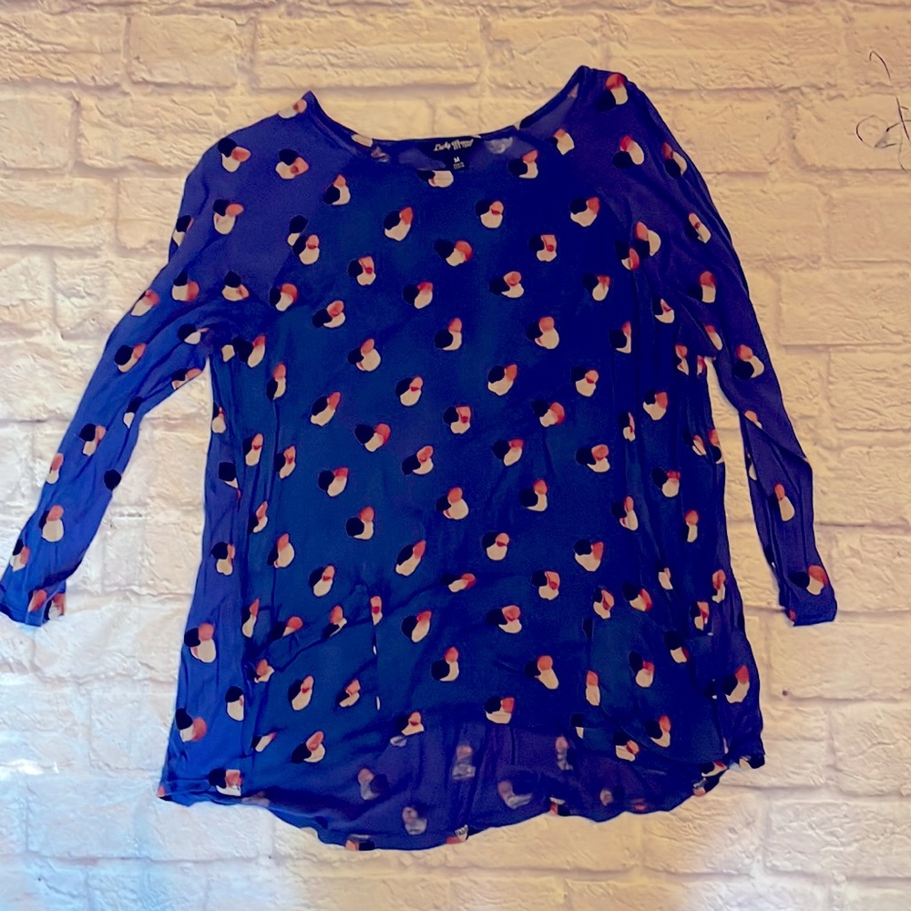 Blue Lucky Brand 3/4 Sleeve Top, size M